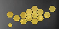 Set 10 Oglinzi Design Hexagon AURII - Oglinzi Decorative Acrilice Cristal - Diamant - Fagure 10 bucati/set - 1