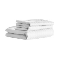 Lenjerie de pat Damasc alba, 100% bumbac, pentru o persoana - 1