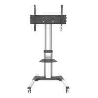 Stand Mobil Techly ICA-TR156 pentru Televizoare de 50inch-92inch, Reglabil, Suporta 70 kg, Argintiu - 1