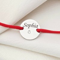 Bratara personalizata Chic Bijoux - Zambeste, iubeste, traieste - Banut cu Diamant Natural de 10 mm - Argint Rodiat cu Snur Reglabil - 1