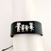 Bratara Personalizata pentru Tati - 4 Membri - Argint 925 si Piele Lata - 1