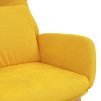 Scaun de relaxare gri deschis, tapitat cu catifea si picioare din lemn de hevea - 6