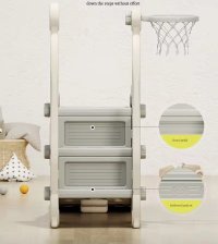 Spatiu de joaca Nichiduta Garden Happy Turtle Grey 3 in 1 cu tobogan, leagan cu bara de protectie detasabila, jucarie muzicala, cos de baschet, mingie si piscina cu 200 bile joaca incluse - 3