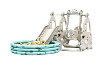 Spatiu de joaca Nichiduta Garden Happy Turtle Grey 3 in 1 cu tobogan, leagan cu bara de protectie detasabila, jucarie muzicala, cos de baschet, mingie si piscina cu 200 bile joaca incluse - 7