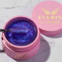 Gel Profesional Autonivelant Everin New Obsession Pour Glam 50gr - Holografic Mov-Albastru - 1