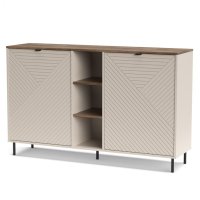 Comoda EVO, 2 usi, rafturi, casmir + stejar castello, 153,4x40x95,4 cm - 1