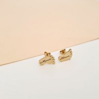 Cercei personalizati - Talpi bebe - Argint 925 placat cu Aur Galben 18K - Inchidere surub - 1
