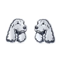 Cercei Cocker Spaniel din argint 925, cu inchidere cu surub - 1