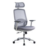 Scaun de birou ergonomic OFF 403 gri din mesh cu suport lombar si tetiera ajustabile - 1