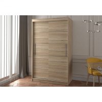 Dulap NEOMI 06, usi glisante, 6 rafturi, bara de haine, sonoma, 120x61x200 cm - 1