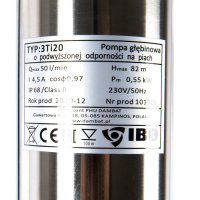 Set Hidrofor IBO Dambat 50L cu Pompa Submersibila 3TI20, 0.55 kW, Debit 50 l/min, Inaltime Refulare 82 m, Cablu 20 m - 5