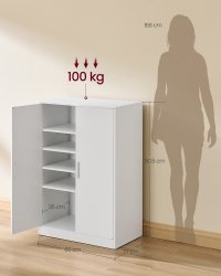 Dulap Pantofar Modern Custos cu 2 Uși, Alb, Dimensiuni 60x36x90.4 cm - 4