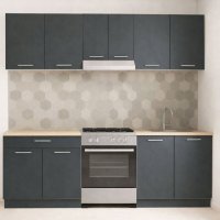 Set bucatarie GERMANIA 220 cm, 5 corpuri, 1 sertar, blat gros, antracit - 1