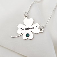 Lantisor cu pandantiv Trifoi cu 4 foi din Argint 925 si Cristal Swarovski - 1