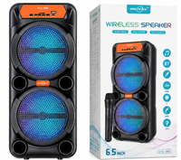 Boxa portabila GTS-1880 cu Bluetooth, 2 difuzoare de 6,5 inch, LED RGB si microfon wireless - 1