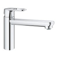 Baterie de bucatarie Grohe Bauflow, monocomanda, tip L, pipa medie, pivotanta, limitator, crom 31688000 - 1