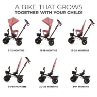 Tricicleta pentru copii Kinderkraft Aveo Rose Pink de la 9 luni, cu sezut rotativ, suport pentru picioare, maner cu control al directiei, gentuta si cos pentru accesorii - 1