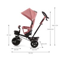Tricicleta pentru copii Kinderkraft Aveo Rose Pink de la 9 luni, cu sezut rotativ, suport pentru picioare, maner cu control al directiei, gentuta si cos pentru accesorii - 3