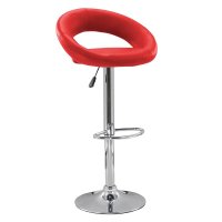 Scaun de bar ABS 151 - Reglabil, Rotativ, Piele Ecologica, Rosu - 1