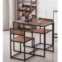 Set Masa si 2 Scaune Buck Homs, Cadru Metalic Nuc/Negru - 1