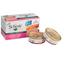Hrana umeda pisici, Schesir Cat, Pui si Sunca, 6x50 g - 1