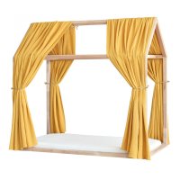 Set 2 baldachine muselina pentru pat tip casuta, Little Amy, Galben, 2x315 cm pentru pat 90x180 cm - 4