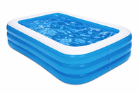 Piscina gonflabila albastra si alba pentru copii si adulti - PVC 210x140 cm, inaltime 56 cm - 1