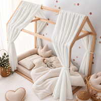Set Little Amy cu 2 baldachine din voal dublu texturat, 2 x 280 cm, pentru pat casuta 70 x 140 cm, alb - 1