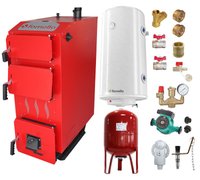 Pachet centrala pe combustibil solid Fornello Praktik 30 kW cu boiler, vas de expansiune, pompa si fitinguri - 1