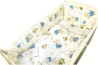 Set de protectie pufoasa DeLuxe H35 pentru pat 120x60 cm - Ursi cu albine pe fond crem - 1