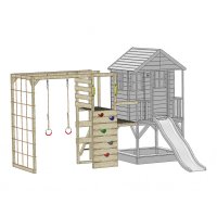 Casuta de gradina lime Lodge cu tobogan, leagan si modul sport Wendi Toys - 1