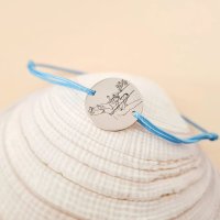 Bratara personalizata mama si fiica pe leagan, din argint 925, cu snur reglabil in diverse culori - 1