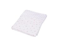 Paturica din bumbac model stelute si plus minky alb 80x80 cm - 1