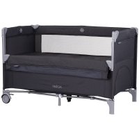 Patut pliabil Chipolino Relax Anthracite Linen cu sistem side-sleeping si geanta de transport - 3