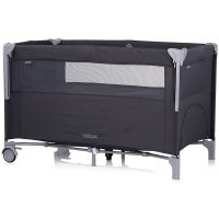 Patut pliabil Chipolino Relax Anthracite Linen cu sistem side-sleeping si geanta de transport - 1