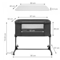 Patut Kidwell SNUZZY cu laterala culisanta, gri inchis - 6