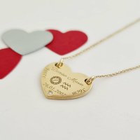 Lantisor cu Diamant Natural Personalizat - Inima 15 mm - Botez - Aur Galben 14K - 1