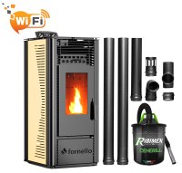 Pachet Incalzire Fornello SOPHIA WI-FI 11 kW cu Aspirator si Kit Evacuare, Culoare Ivory - 1