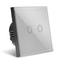 Intrerupator Touch Techstar®, Sticla Securizata, Design Modern, Iluminare LED, 2 Faze, Gri - 3