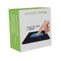 Intrerupator Touch Techstar®, Sticla Securizata, Design Modern, Iluminare LED, 2 Faze, Gri - 5