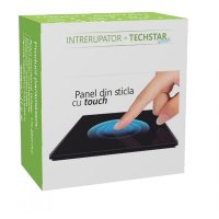 Intrerupator Touch Techstar®, Sticla Securizata, Design Modern, Iluminare LED, 2 Faze, Gri - 4