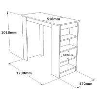 Masa de bar Hanah Home, gri, din PAL melaminat, 120 x 51.6 x 101.8 cm - 2