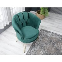 Fotoliu Viena, scaun, verde-auriu, picioare metal auriu, Homs - 1
