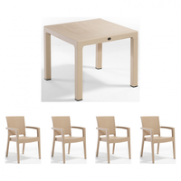 Set de gradina CLASSI cu masa 90x90 cm si 4 scaune PARIS, model ratan, cappuccino - 1