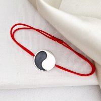 Bratara Yin&Yang din Argint 925 cu snur negru ajustabil - 1