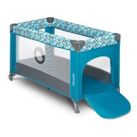 Lionelo Stefi Patut Pliant 2 in 1, Turquoise, Cu Intrare Laterala si 2 Roți, 120x60 cm - 1