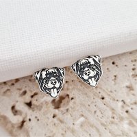 Cercei Rottweiler din Argint 925 cu Sistem de Inchidere cu Surub - 1