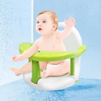 Scaunel de baie pentru bebelusi Little Mom Grey, pliabil, design ergonomic cu spatar si maner de transport, fixare cu ventuze, dimensiune 32 x 32 x 28 cm - 1