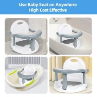 Scaunel de baie pentru bebelusi Little Mom Grey, pliabil, design ergonomic cu spatar si maner de transport, fixare cu ventuze, dimensiune 32 x 32 x 28 cm - 2