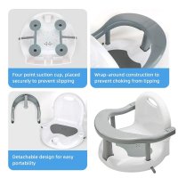 Scaunel de baie pentru bebelusi Little Mom Grey, pliabil, design ergonomic cu spatar si maner de transport, fixare cu ventuze, dimensiune 32 x 32 x 28 cm - 4
